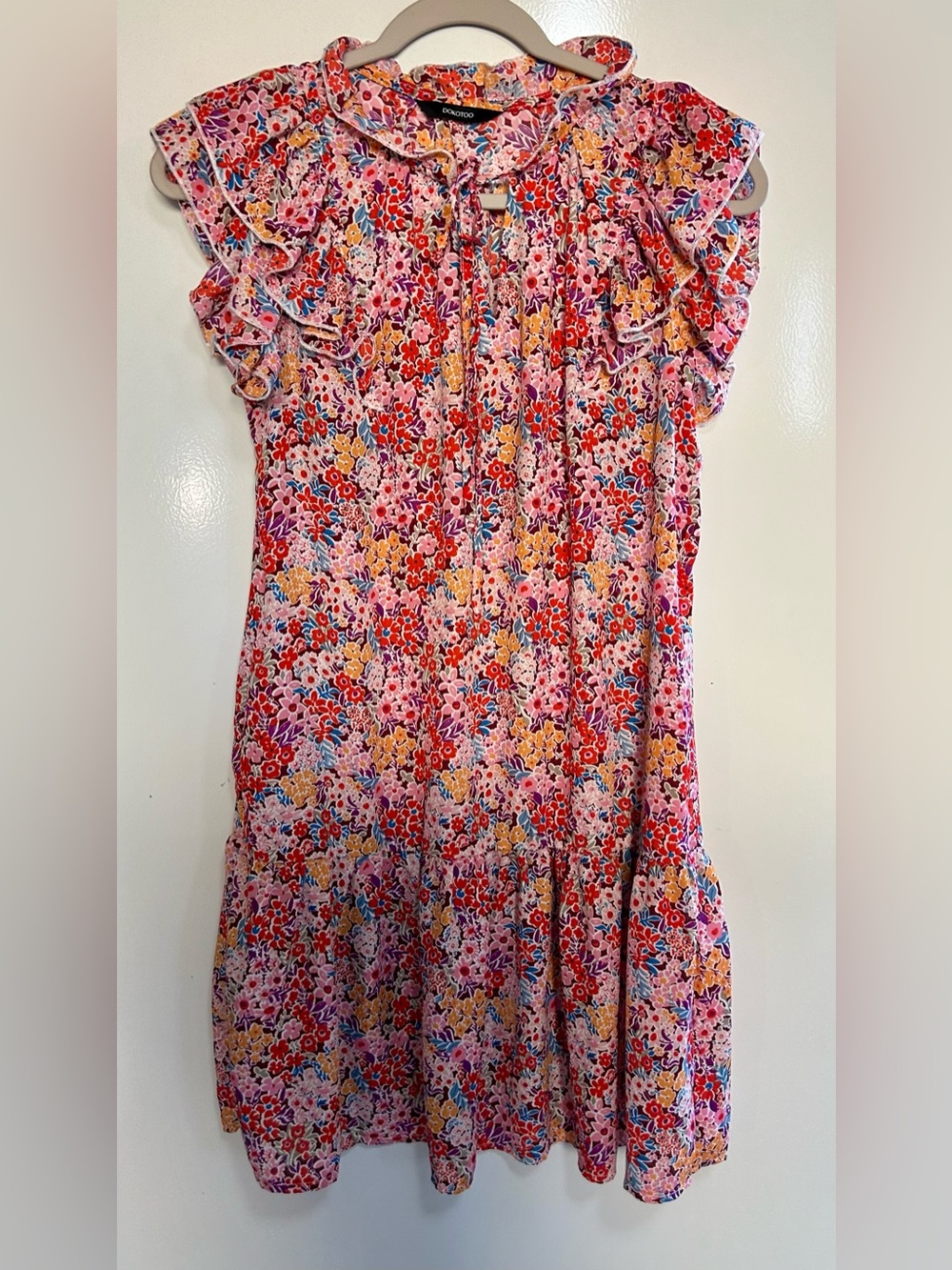 Dokotoo Floral Ruffle Cap Sleeve Dress XS
